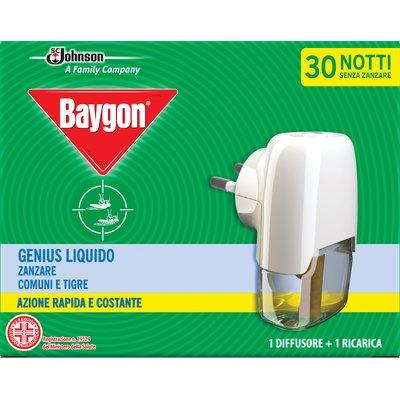 ELETTROEMANATORE LIQUIDO GENIUS BAYGON - + RICARICA LIQUIDA DURATA NOTTI 30- 12 pezzi