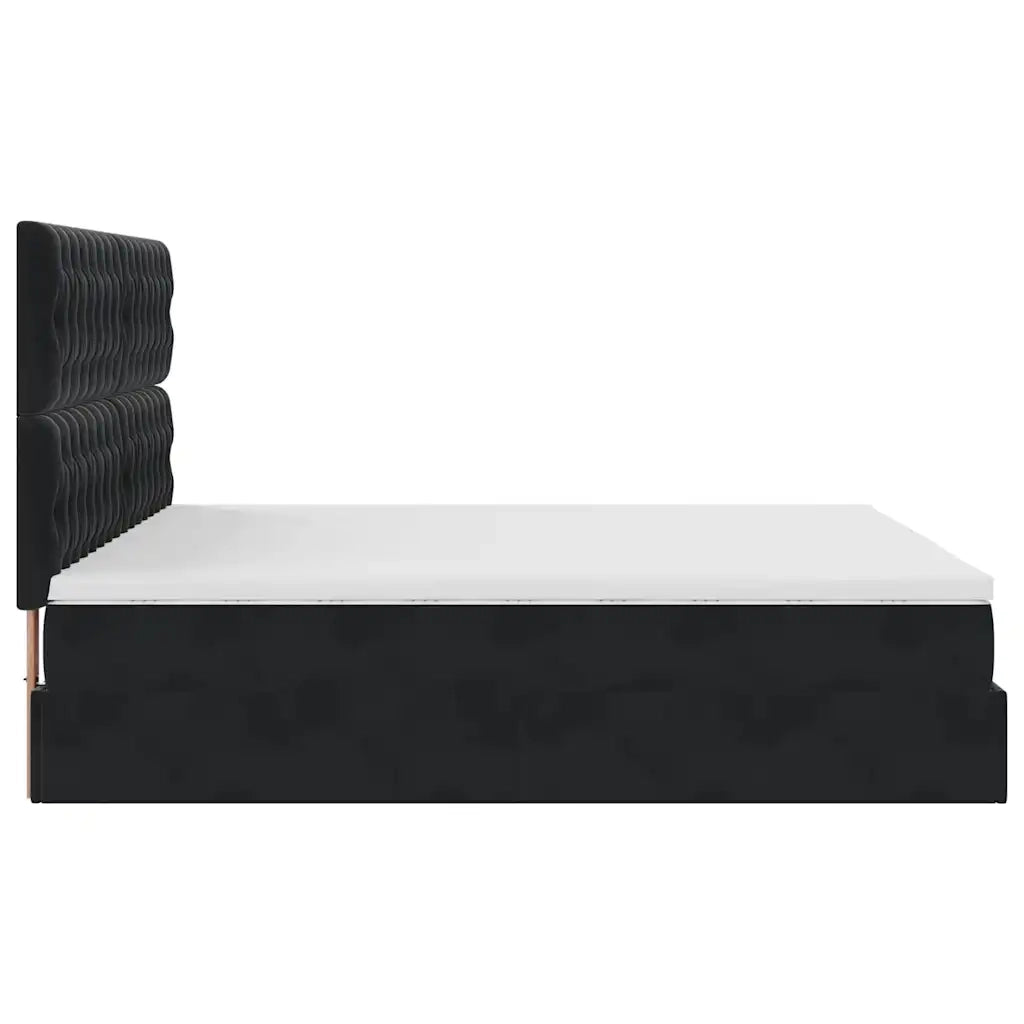 Struttura Letto Pouf con Materassi Nero 200x200 cm Velluto 3314416