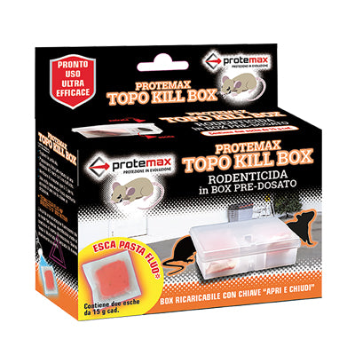 CONTENITORE SICUREZZA TOPICIDI + ESCA PROTEMAX - GR 30 MM 145X138 H.MM 50- 2 pezzi