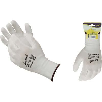 GUANTO POLIURETANO BIANCO HAND/WORKIT - MAGLIA LEGGERA SINTETICO BIANCO  7- 12 paia
