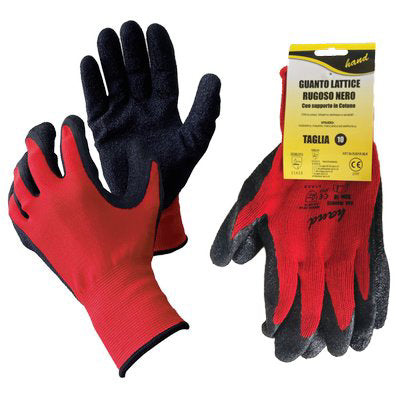 GUANTO LATTICE RUGOSO NERO HV WORKIT - MAGLIA PESANTE COTONE ROSSO 9- 12 paia