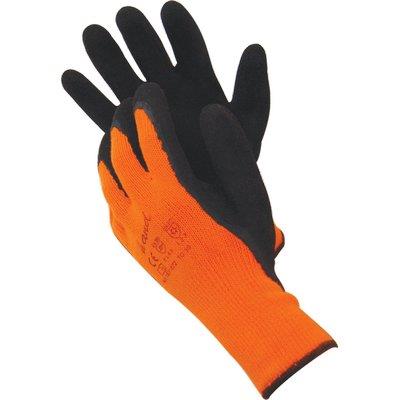 GUANTO LATTICE MICROPOROSO NERO - MAGLIA PESANTE SINTETICO ARANCIO 10- 12 paia
