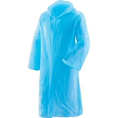 IMPERMEABILE MONOUSO - POLITENE AZZURRO TAGLIA UNICA- 10 pezzi