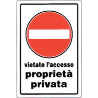 TARGA SEGNALETICA DIVIETO ACCESSO PROPRIETA PRIV - PP CM 20X30- 10 pezzi