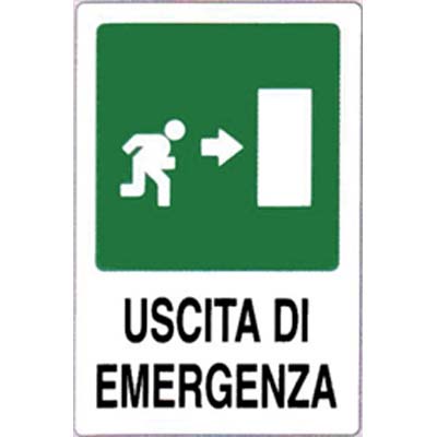 TARGA SEGNALETICA USCITA EMERGENZA DX - PP CM 20X30- 10 pezzi