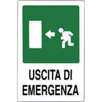 TARGA SEGNALETICA USCITA EMERGENZA SX - PP CM 20X30- 10 pezzi