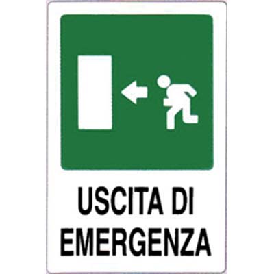 TARGA SEGNALETICA USCITA EMERGENZA SX - PP CM 20X30- 10 pezzi