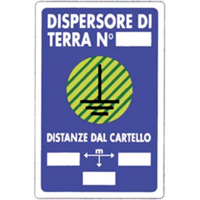 TARGA SEGNALETICA DISPERSORE TERRA - PP CM 20X30- 10 pezzi