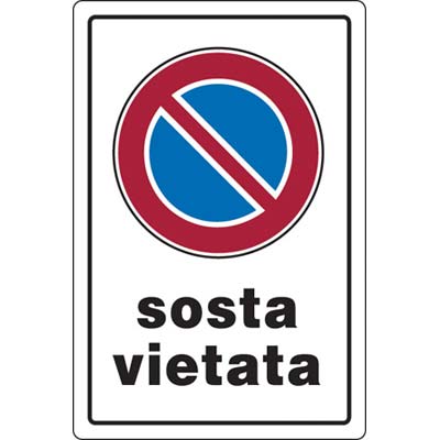 TARGA SEGNALETICA SOSTA VIETATA - PP CM 20X30- 10 pezzi