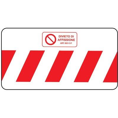 TARGA SEGNALETICA DIVIETO DI AFFISSIONE  PP POLIONDA CM 180 H.CM 100