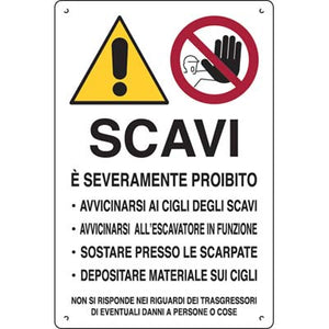 TARGA SEGNALETICA ATTENZIONE SCAVI - PP CM 40X60- 10 pezzi