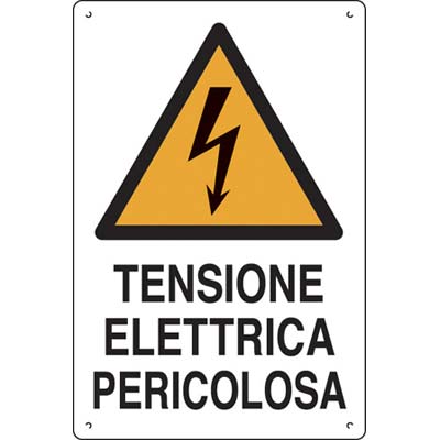 TARGA SEGNALETICA TENSIONE ELETTRICA PERICOLOSA - PP CM 40X60- 10 pezzi