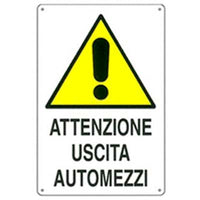 TARGA SEGNALETICA USCITA AUTOMEZZI - PP CM 40X60- 10 pezzi