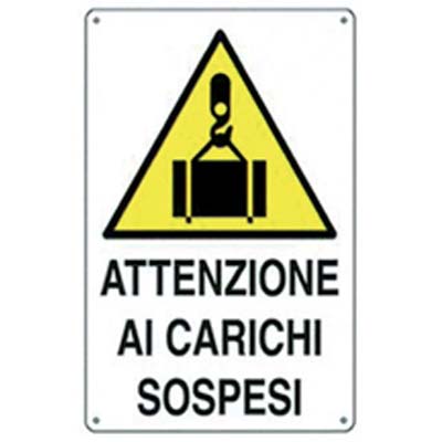 TARGA SEGNALETICA CARICHI SOSPESI - PP CM 40X60- 10 pezzi