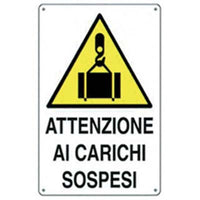 TARGA SEGNALETICA CARICHI SOSPESI - PP CM 40X60- 10 pezzi