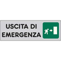 TARGA SEGNALETICA ADESIVA USCITA EMERGENZA DX - VINILE CM 15X5- 10 pezzi