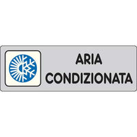 TARGA SEGNALETICA ADESIVA ARIA CONDIZIONATA - VINILE CM 15X5- 10 pezzi