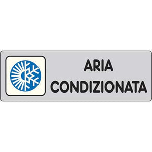 TARGA SEGNALETICA ADESIVA ARIA CONDIZIONATA - VINILE CM 15X5- 10 pezzi