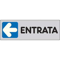 TARGA SEGNALETICA ADESIVA ENTRATA SX - VINILE CM 15X5- 10 pezzi