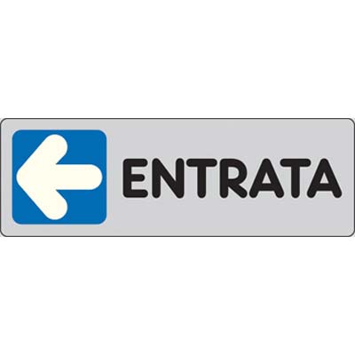 TARGA SEGNALETICA ADESIVA ENTRATA SX - VINILE CM 15X5- 10 pezzi