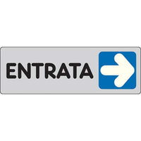 TARGA SEGNALETICA ADESIVA ENTRATA DX - VINILE CM 15X5- 10 pezzi