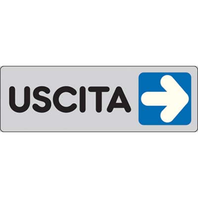 TARGA SEGNALETICA ADESIVA USCITA DX - VINILE CM 15X5- 10 pezzi