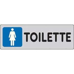 TARGA SEGNALETICA ADESIVA TOILETTE DONNA - VINILE CM 15X5- 10 pezzi