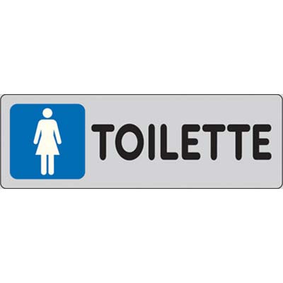 TARGA SEGNALETICA ADESIVA TOILETTE DONNA - VINILE CM 15X5- 10 pezzi