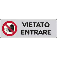 TARGA SEGNALETICA ADESIVA VIETATO ENTRARE - VINILE CM 15X5- 10 pezzi