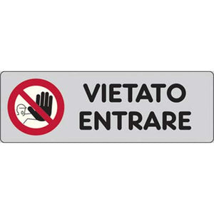 TARGA SEGNALETICA ADESIVA VIETATO ENTRARE - VINILE CM 15X5- 10 pezzi