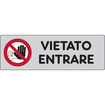 TARGA SEGNALETICA ADESIVA VIETATO ENTRARE - VINILE CM 15X5- 10 pezzi