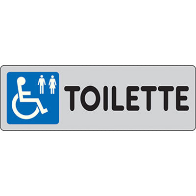 TARGA SEGNALETICA ADESIVA TOILETTE DISABILI - VINILE CM 15X5- 10 pezzi
