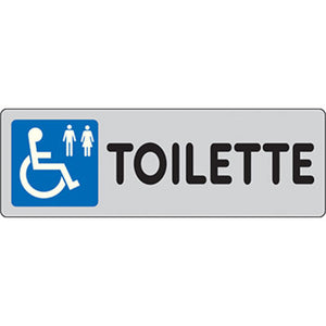 TARGA SEGNALETICA ADESIVA TOILETTE DISABILI - VINILE CM 15X5- 10 pezzi