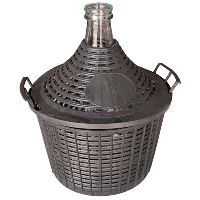 DAMIGIANA BOCCA STRETTA VESTITA  VETRO/PLT LT 10