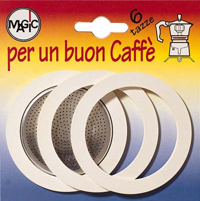 GUARNIZIONE + FILTRO MOKA - TAZZE 6 CF=PZ 3+1 FILTRO- 12 confezioni