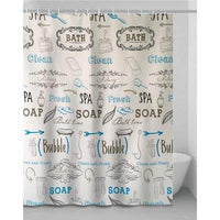 TENDA DOCCIA LETTERS - IN VINILE + ANELLI CM 120X200- 2 pezzi