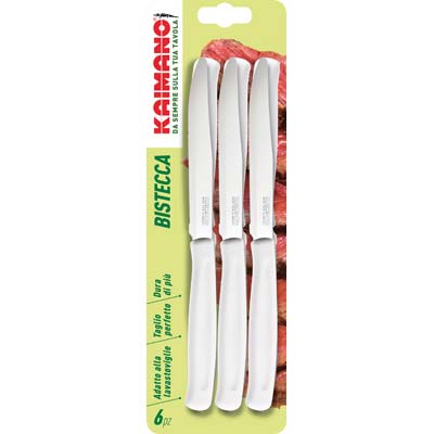 COLTELLO BISTECCA DINAMIK KAIMANO - MANICO PLT BIANCO/INOX CM 11,5 CF=PZ 6- 1 confezioni