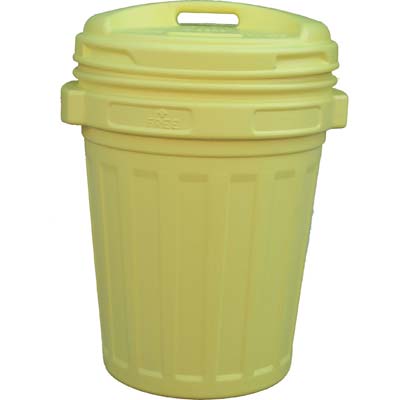 BIDONE IMMONDIZIA + COPERCHIO A VITE  GIALLO LT 70 CM 45 H.CM 62