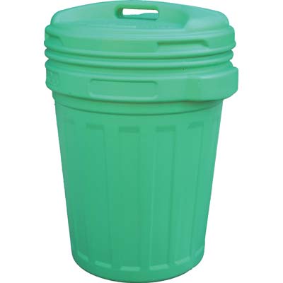 BIDONE IMMONDIZIA + COPERCHIO A VITE  VERDE LT 70 CM 45 H.CM 62