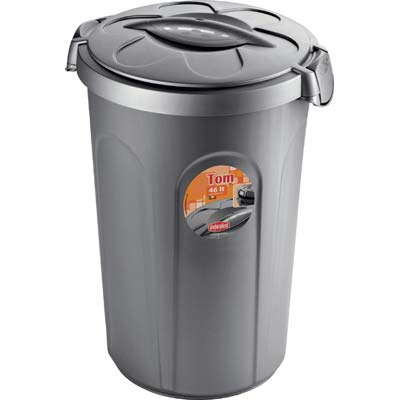 BIDONE IMMONDIZIA TOM STEFANPLAST  GRIGIO LT 46 CM 45X40 H.CM 61