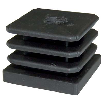 PUNTALE INTERNO QUADRO ALETTATO E FILETTATO - PE NERO FORO MA10 MM 30X30- 10 pezzi