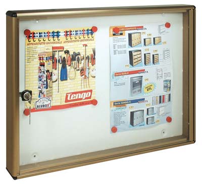 BACHECA PORTA AVVISI ALUBOX  ALLUMINIO BRONZATO 2XA4 MM 550X50 H.MM 400