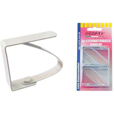 FERMATOVAGLIE A MOLLA PRONTY - VERNICIATO BIANCO CF=PZ 4- 12 confezioni