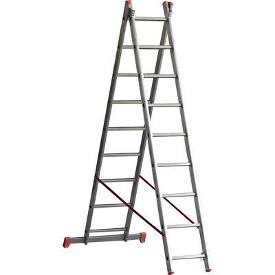 SCALA PARALLELA 2 RAMPE ORANGE 2 MARCHETTI - ALLUMINIO EN 131 H.CM 295/500 PIOLI 2X11