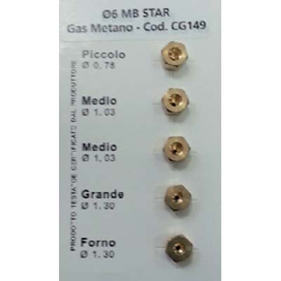 UGELLI RICAMBIO X FORNELLI GAS METANO - OTTONE- 5 confezioni