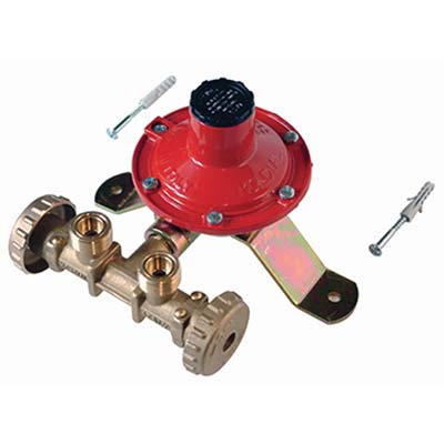 CENTRALINA MINI X 2 BOMBOLE GAS GPL  REGOLATORE BP KG/H 4 + STAFFA + TASSELLI