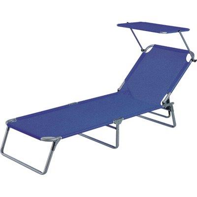 LETTINO SAND CON PARASOLE DOMUS  ACCIAIO/POLY BLU CM 58X190 H.CM 27