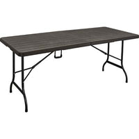 TAVOLO WOOD DOMUS  HDPE MARRONE/ACCIAIO CM 180X75 H.CM 74