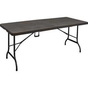 TAVOLO WOOD DOMUS  HDPE MARRONE/ACCIAIO CM 180X75 H.CM 74