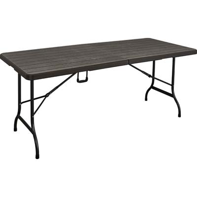 TAVOLO WOOD DOMUS  HDPE MARRONE/ACCIAIO CM 180X75 H.CM 74